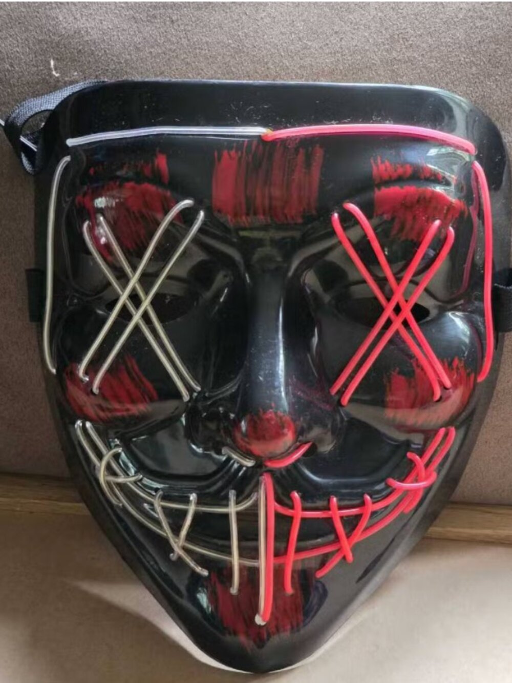 Black Red Blue Pink Light-Up EL Wire Full-Face Mask